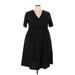 Shein Casual Dress - A-Line V Neck Short sleeves: Black Print Dresses - Women's Size 2X