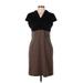 Sandra Darren Casual Dress - Sheath V Neck Short sleeves: Brown Print Dresses - Women's Size 12