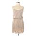 Velvet Torch Casual Dress - Mini V-Neck Sleeveless: Tan Dresses - New - Women's Size Large