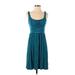 Apt. 9 Casual Dress - A-Line Scoop Neck Sleeveless: Teal Stripes Dresses - Women's Size X-Small