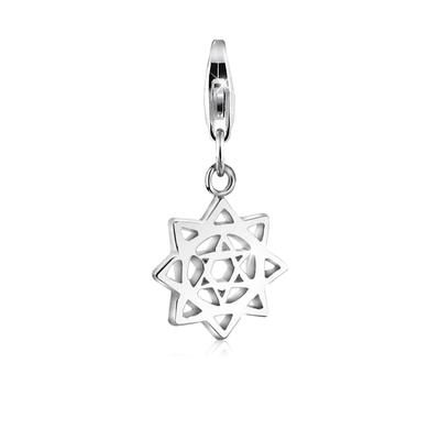 Charm-Einhänger NENALINA "Anhänger Herzchakra Symbol Yoga 925 Silber", silber, Charms, Damen, ohne Stein, Silber 925 (St