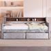 Twin Size Snowflake Velvet Daybed with 2 Drawers&Storage Shelves,Grey