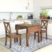3-Piece Wood Drop Leaf Dining Table Set with 2 X-Back Chairs