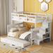 Twin-Over-Full Bunk Bed with Trundle Bed, 4 Storage Shelves & Guard Rail, Solid Wood Bunk Bed for Bedroom, Dorm, Adult, White