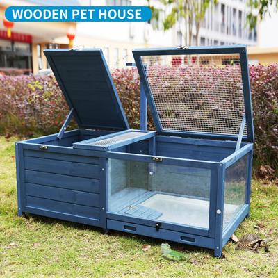 Tortoise Habitat Wooden Tortoise House w/Removable Waterproof Tray Indoor Turtle Enclosure for Small Animals - N/A