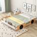 Wood Full Size Racing Car Bed with Door Design and Storage, Car-Shaped Platform-Bed for Boys, Girls, Playful Design