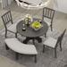 5-Piece Dining Table Set, 44" Round Dining Table with Curved Bench & Side Chairs