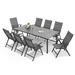 VredHom Outdoor Patio Dining Set Folding Chairs and Dining Table - Set of 9