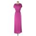 Esmara by Heidi Klum Casual Dress Crew Neck Short sleeves: Purple Print Dresses - Women's Size Small