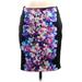 Express Casual Pencil Skirt Knee Length: Purple Print Bottoms - Women's Size 6