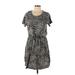 Old Navy Casual Dress - Mini Scoop Neck Short sleeves: Gray Leopard Print Dresses - Women's Size Large