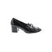 ASOS Heels: Loafers Chunky Heel Work Black Print Shoes - Women's Size 5 - Almond Toe