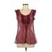 Converse One Star Sleeveless Blouse: Burgundy Print Tops - Women's Size Medium - Print Wash