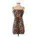 Forever 21 Casual Dress - Mini Square Sleeveless: Brown Leopard Print Dresses - Women's Size Small