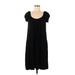 Max Studio Casual Dress - Mini Scoop Neck Short sleeves: Black Solid Dresses - Women's Size Medium