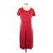 Lands' End Casual Dress - Shift Scoop Neck Short sleeves: Burgundy Print Dresses - Women's Size Small