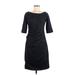 Lela Rose Casual Dress - A-Line Boatneck 3/4 sleeves: Black Print Dresses - Women's Size 6