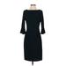 Anne Klein Casual Dress - Sheath High Neck 3/4 sleeves: Black Solid Dresses - New - Women's Size 4
