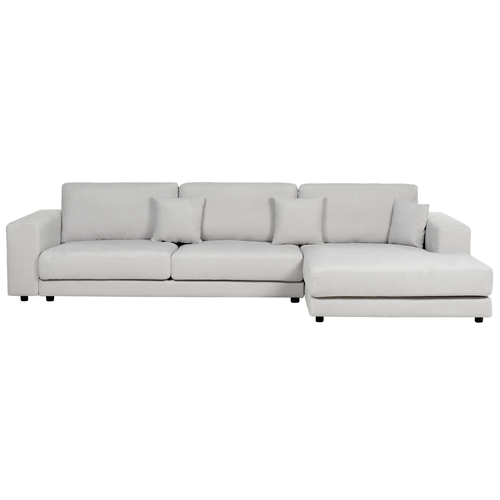 Ecksofa Hellgrau Stoff L-förmig 4-Sitzer Sofa mit Chaiselongue Linksseitig Wohnzimmermöbel Modern Wohnzimmer Ausstattung Wohnecke Sitzecke