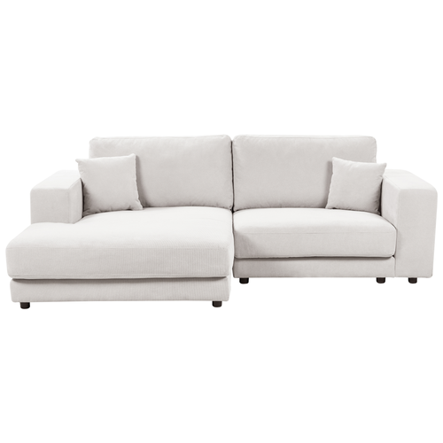 Ecksofa Cremeweiß Stoff L-förmig 3-Sitzer Sofa mit Chaiselongue Rechtsseitig Wohnzimmermöbel Modern Wohnzimmer Ausstattung Wohnecke Sitzecke