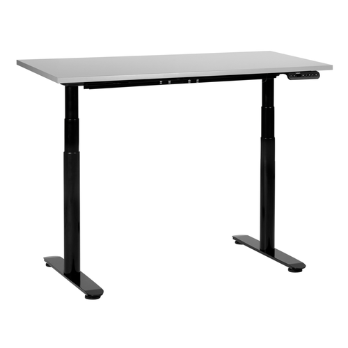 Schreibtisch Grau/Schwarz Melamin 120x72cm Elektrisch Höhenverstellbar Rechteckig mit USB Rundes Metallgestell Modern Büro Steh-Sitz-Tisch