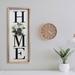 Gracie Oaks Farmhouse Vertical HOME Sign w/ Felt Flower, Rustic Frame in Brown | 21.7 H x 8.6 W x 1.2 D in | Wayfair