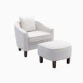 Barrel Chair - Red Barrel Studio® Mariajulia 29.13" W Barrel Chair & Ottoman Fabric in White | 26.77 H x 29.13 W x 27.17 D in | Wayfair