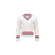 MONCLER ENFANT Tricolour Trim Cotton V-Neck Jumper, White, Size: 14Y