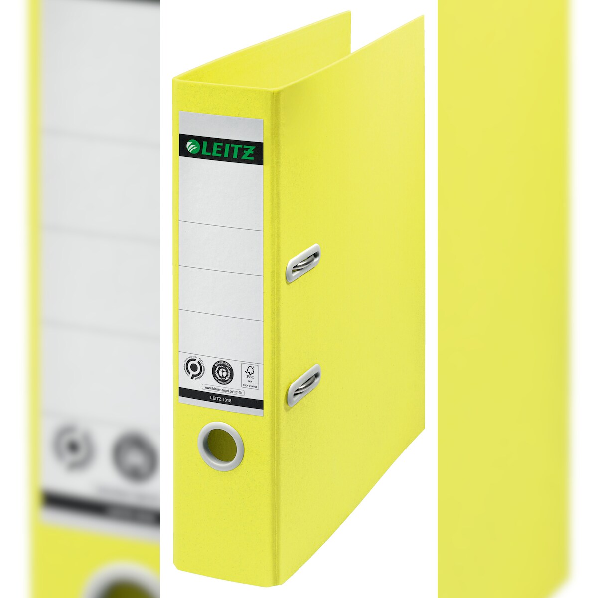 Leitz 1018-00-15 1018 Qualitäts-Ordner Recycle 180° - A4, 80 mm, klimaneutral, gelb Image