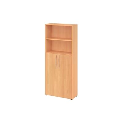 bümö Mehrzweckschrank 80cm breit, Aktenschrank o. Schuhschrank hoch, Regal Schrank-Kombi, Küchenschrank in Buche aus Holz, Vorratsschrank & Image