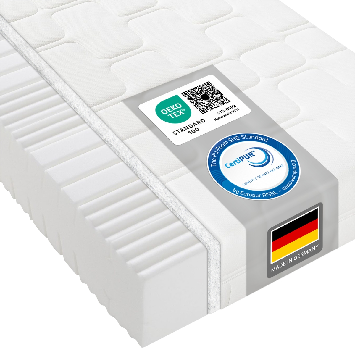 Kaltschaummatratze BeCo Grand Relax, 25 cm Komforthöhe, Made in Germany - Härtegrad: H2 (0 kg - 100 kg), Größe: 180 x 200 cm Image