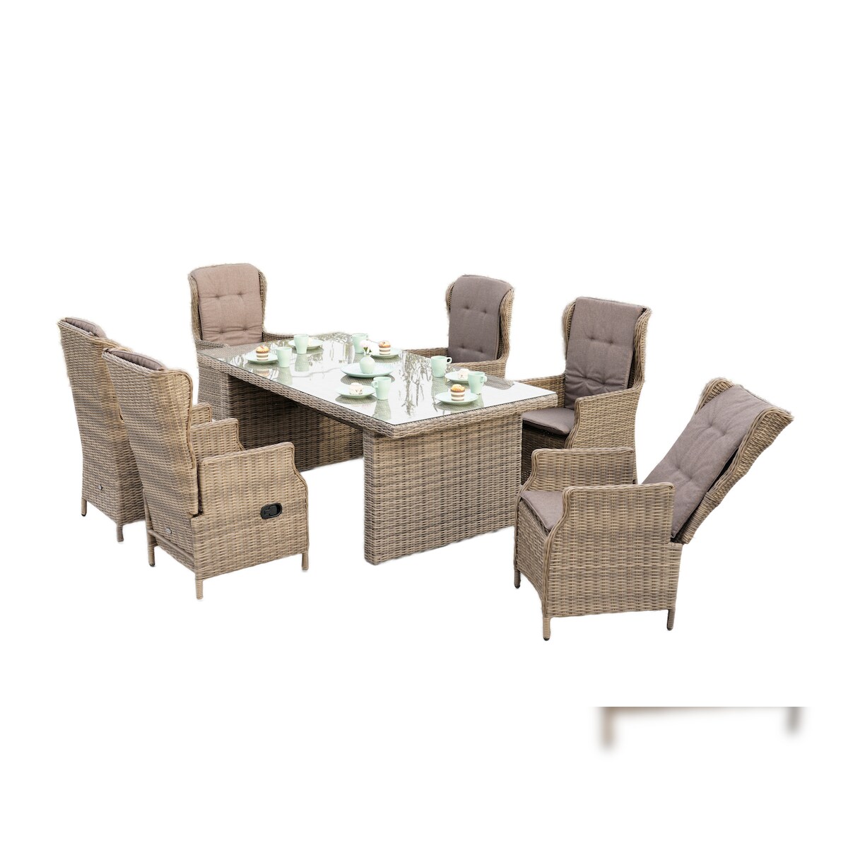 Merxx Riviera Set 13tlg., 2 GD-Sessel, 4 Sessel, 1 Tisch 200 x 100 x 78 cm, Stahl/Kunststoffgeflecht Image