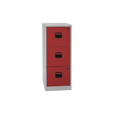 Bisley Home Hängeregistraturschrank mit Schloss aus Stahlblech, 3 Schubladen, einbahnig - Hängeregisterschrank abschließbar, Hängeregistratur für Image