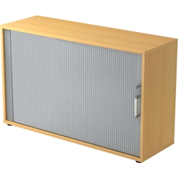 bümö Aktenschrank abschließbar mit Rollladen, Rollladenschrank für Ordner & Co. - Büroschrank mit Rollo, abschließbarer Ordnerschrank aus Holz in Image