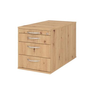 bümö Rollcontainer mit Schubladen, Container abschließbar aus Holz in Asteiche - Rollwagen für's Büro als Schreibtisch Unterschrank, Bürocontainer Image