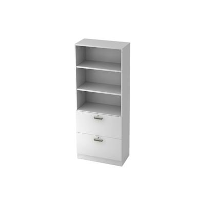 bümö office Aktenschrank mit Hängeregister-Schubladen abschließbar, Büroschrank Holz, 80cm breit in weiß - Hängeregistratur für Hängeordner, Büro Image
