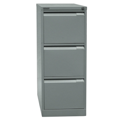 BISLEY Hängeregistraturschrank mit Schloss aus Metall in silber, 3 Schubladen, einbahnig - Hängeregisterschrank abschließbar, Hängeregistratur für Image