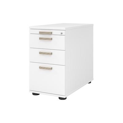 bümö Schreibtisch Schrank Büro mit Hängeregister für Hängeordner, Schubladenschrank Holz in weiß, Container mit Schubladen & Hängeregistratur - Image