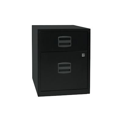 Bisley Home Beistellschrank auf Rollen mit Schloss aus Stahlblech, 1 Universal-Schublade + 1 Hängeregistratur-Schub einbahnig abschließbar - für Image