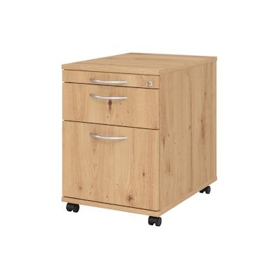 bümö Rollcontainer mit Hängeregistratur, Container abschließbar aus Holz in Asteiche - Rollwagen für's Büro mit Hängeregister als Schreibtisch Image