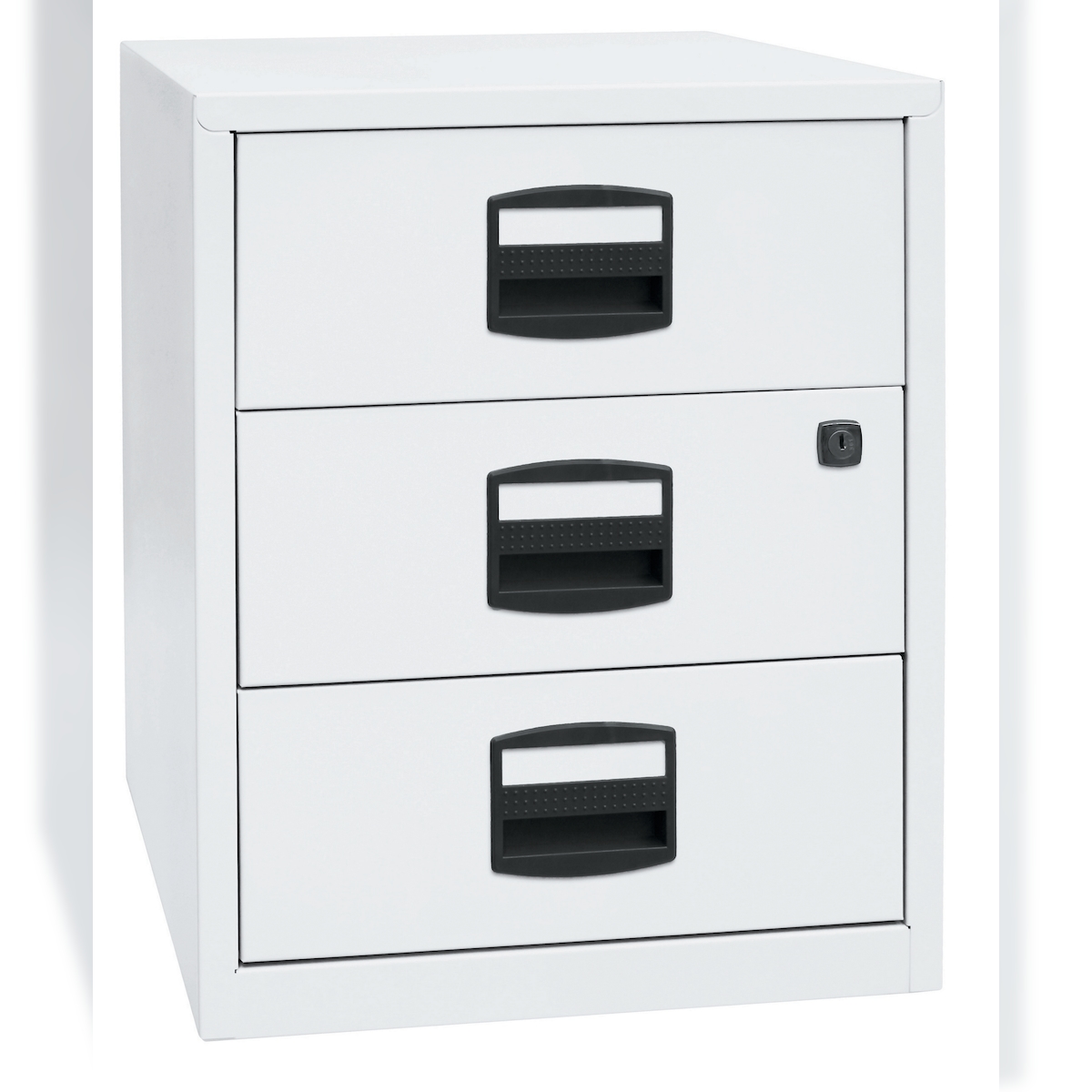 Bisley Home Beistellschrank auf Rollen mit Schloss aus Stahlblech, 3 Universal-Schubladen abschließbar - Büroschrank für DIN A4 Dokumente, Kleinteile Image