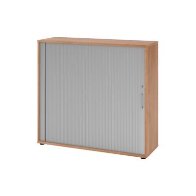 bümö Aktenschrank abschließbar mit Rollladen, Rollladenschrank für Ordner & Co. - Büroschrank mit Rollo, abschließbarer Ordnerschrank aus Holz in Image