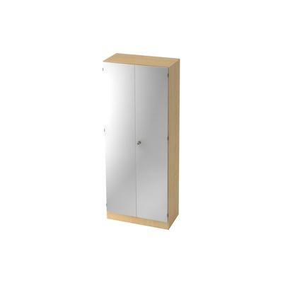 bümö office Aktenschrank abschließbar, Büroschrank groß aus FSC-Holz, 80cm breit in Ahorn/Silber - abschließbarer Schrank, Büroschrank abschließbar, Image