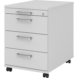bümö Rollcontainer mit Schubladen, Container abschließbar aus Holz in grau - Rollwagen für's Büro als Schreibtisch Unterschrank, Bürocontainer od. Image