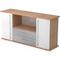 bümö Sideboard Nussbaum/Weiß mit Flügeltüren & Regal - Büromöbel Sideboard mit Schubladen Holz 166cm breit, 45cm schmal, Büro Schrank für Flur oder