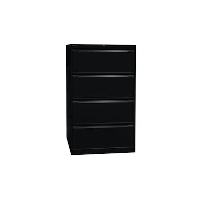BISLEY Hängeregistraturschrank mit Schloss aus Metall in schwarz, 4 Schubladen, doppelbahnig - Hängeregisterschrank abschließbar, Hängeregistratur Image