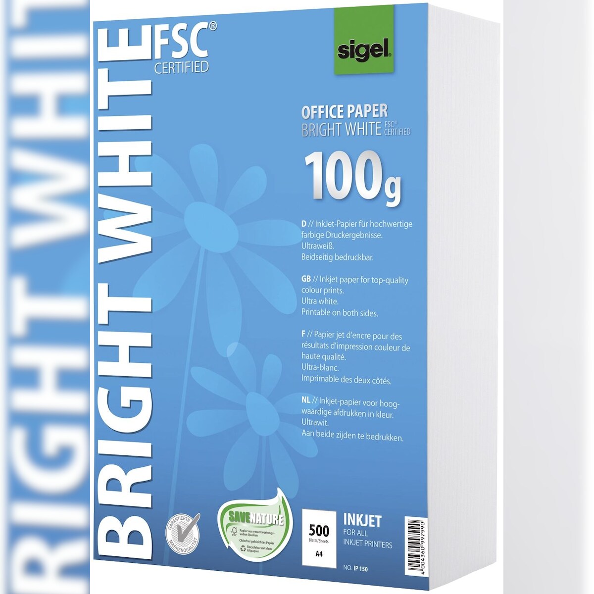 SIGEL IP150 Office Papier BRIGHT WHITE, ultraweiß, 100 g/qm, A4, 500 Blatt Image