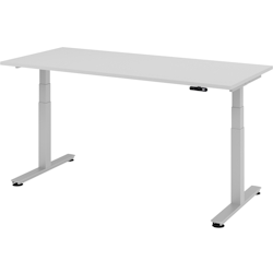 bümö elektrisch höhenverstellbarer Schreibtisch 180x80 cm in grau, Gestell silber - Schreibtisch höhenverstellbar elektrisch mit Memory-Steuerung, Image
