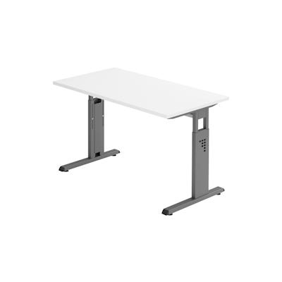 bümö Homeoffice Schreibtisch "O-Serie" höhenverstellbar, Tischplatte 120 x 67,2 cm in weiß, Gestell in graphit Image