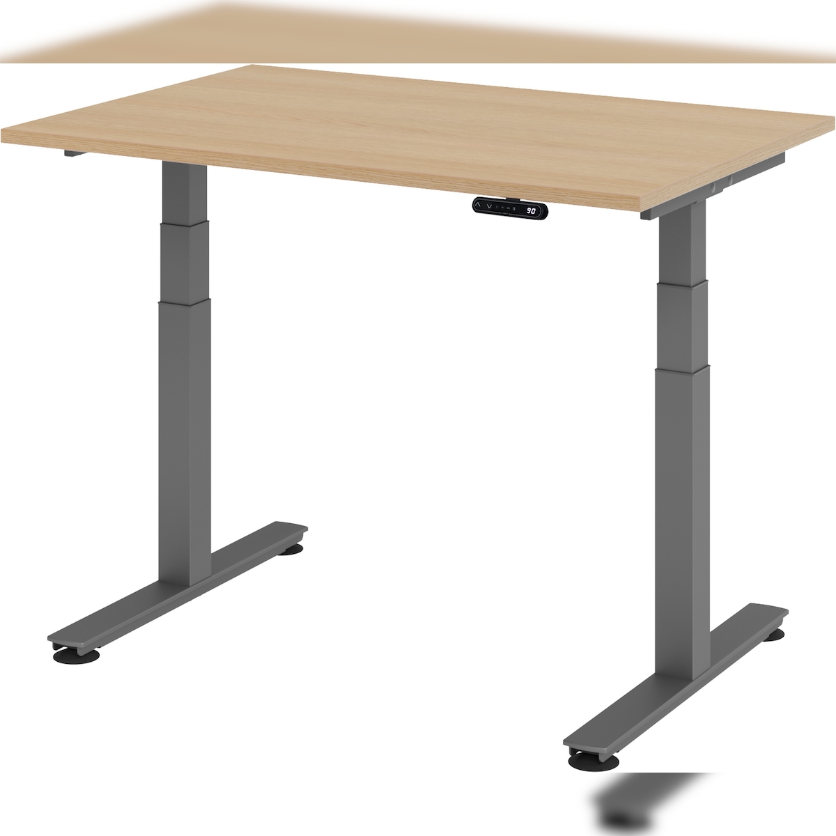 bümö elektrisch höhenverstellbarer Schreibtisch 120x80 cm in Eiche, Gestell graphit - Schreibtisch höhenverstellbar elektrisch mit Memory-Steuerung, Image